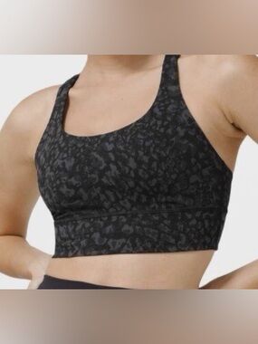 Lululemon Black Patterned Sports Bra - Comfortable Support Size 6